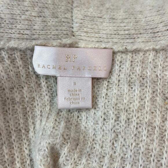 Rachel Parcell Chunky Knit Shawl Collar Open Cardigan Balloon Sleeve Sweater Tan - Picture 10 of 11